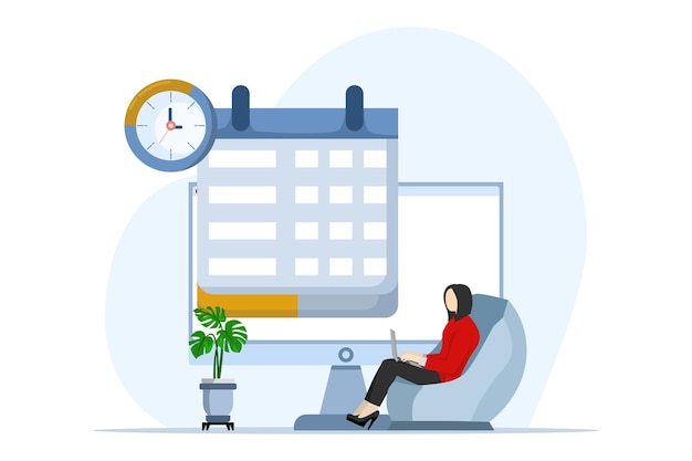 ilustración vectorial Concepto de programación de planificación con personajes que realizan tareas de planificación del trabajo