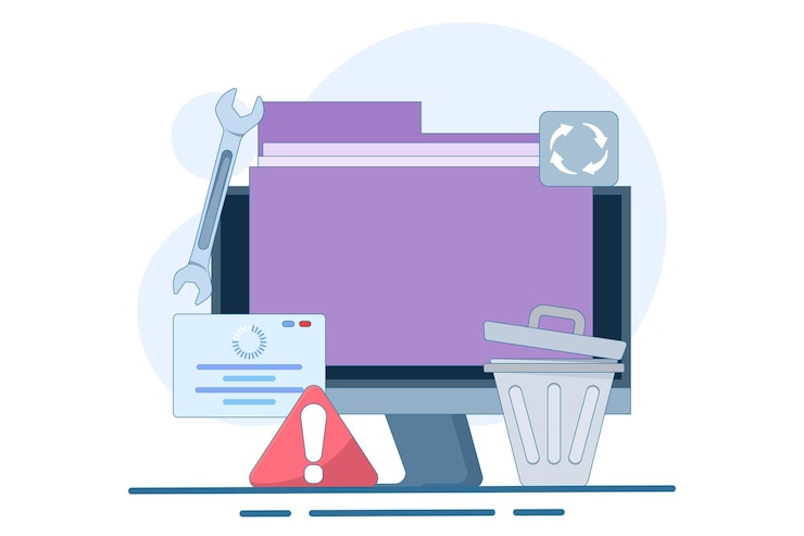 Vector ilustración vectorial concepto de recuperación de datos o servicio de copia de seguridad de almacenamiento de datos o reparación de discos de hardware