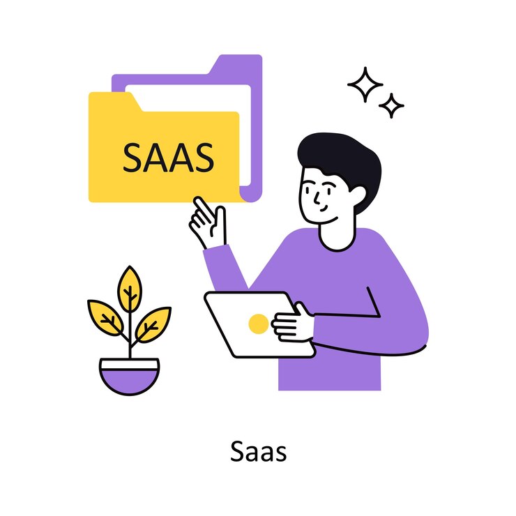 Vector ilustración vectorial del concepto de saas aislada en fondo blanco