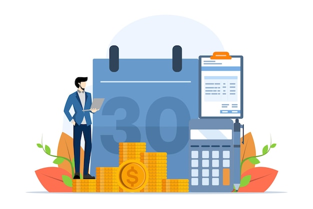 Ilustración vectorial Concepto de sistema de nómina de salarios o cálculo de los ingresos de los empleados