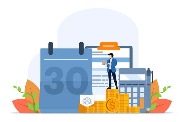 Ilustración vectorial Concepto de sistema de nómina de salarios o cálculo de los ingresos de los empleados