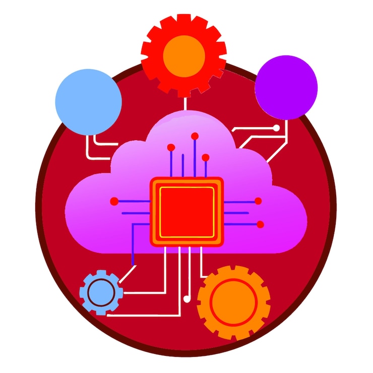 Vector ilustración vectorial de concepto tecnológico con elementos de diseño de algoritmo de estilo plano