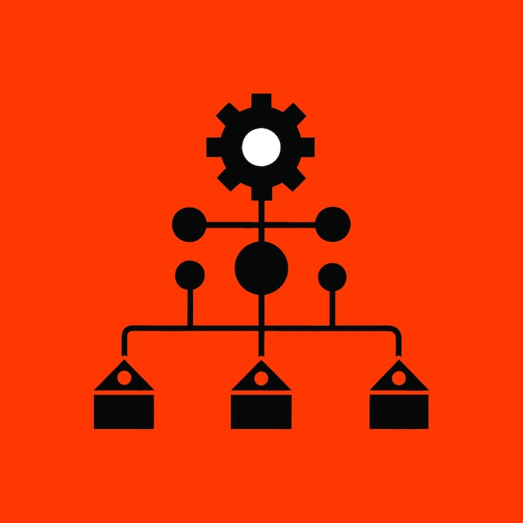 Vector ilustración vectorial de concepto tecnológico con elementos de diseño de algoritmo de estilo plano