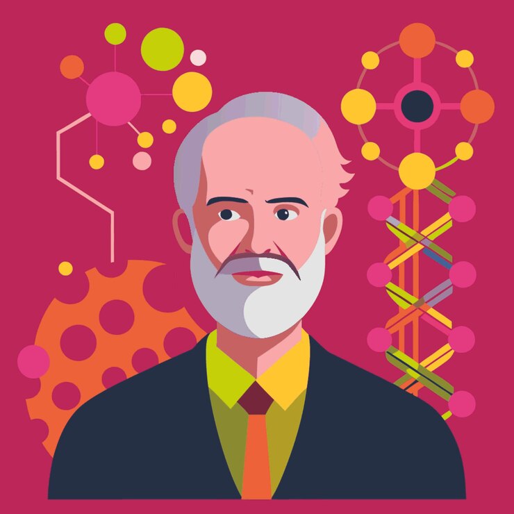 Vector ilustración vectorial de concepto tecnológico con elementos de estilo plano de diseño de bioinformática