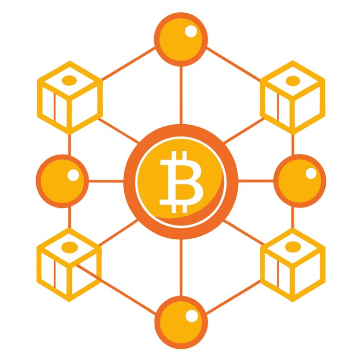 Vector ilustración vectorial de concepto tecnológico con elementos de estilo plano de diseño de blockchain