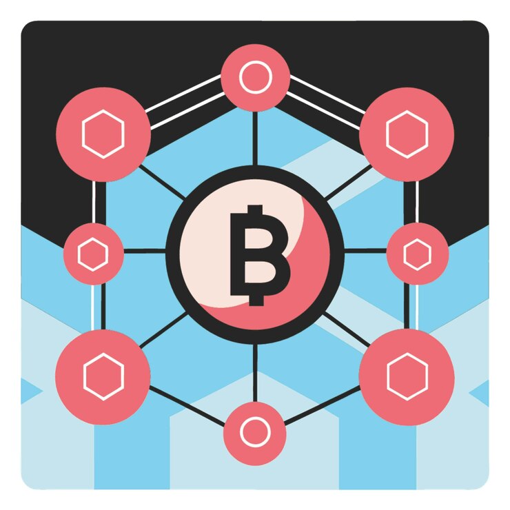 Vector ilustración vectorial de concepto tecnológico con elementos de estilo plano de diseño de blockchain