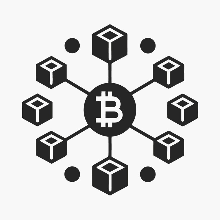 Vector ilustración vectorial de concepto tecnológico con elementos de estilo plano de diseño de blockchain