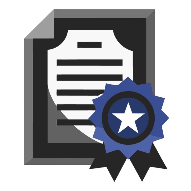 Ilustración vectorial de concepto tecnológico con elementos de estilo plano de diseño de certificación