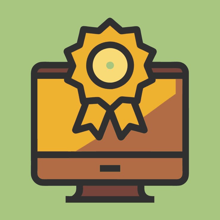 Vector ilustración vectorial de concepto tecnológico con elementos de estilo plano de diseño de certificación