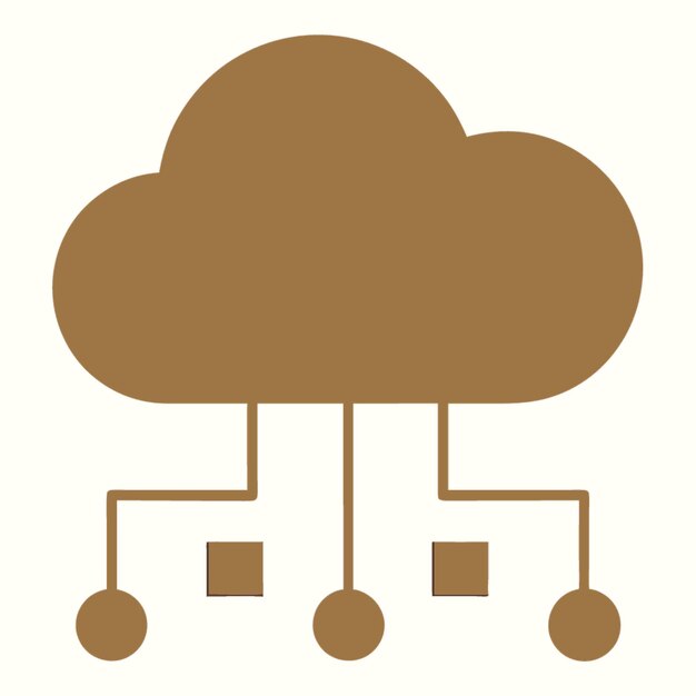 Ilustración vectorial de concepto tecnológico con elementos de estilo plano de diseño de computación en la nube