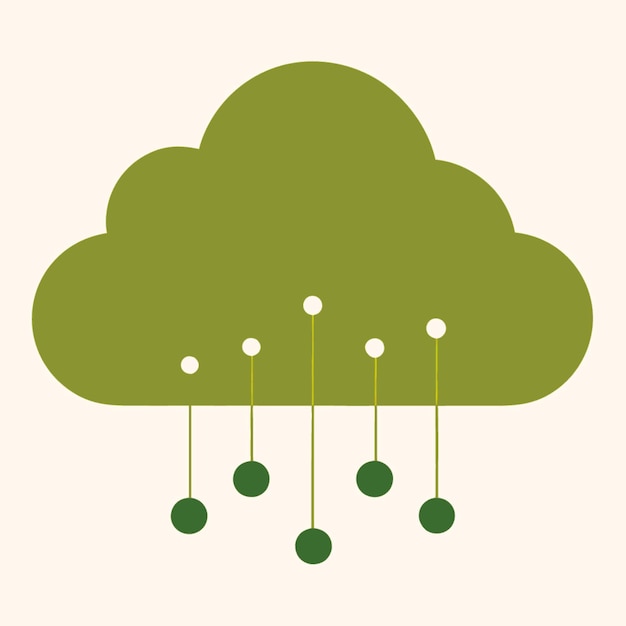 Ilustración vectorial de concepto tecnológico con elementos de estilo plano de diseño de computación en la nube