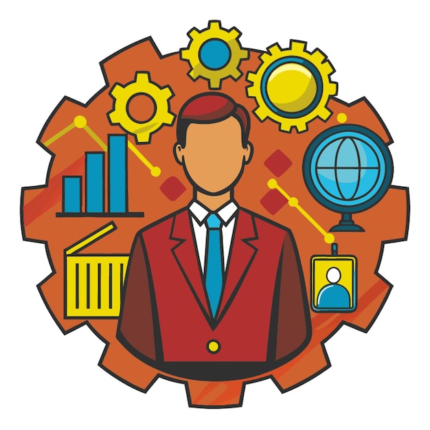 Ilustración vectorial de concepto tecnológico con elementos de estilo plano de diseño de consultoría