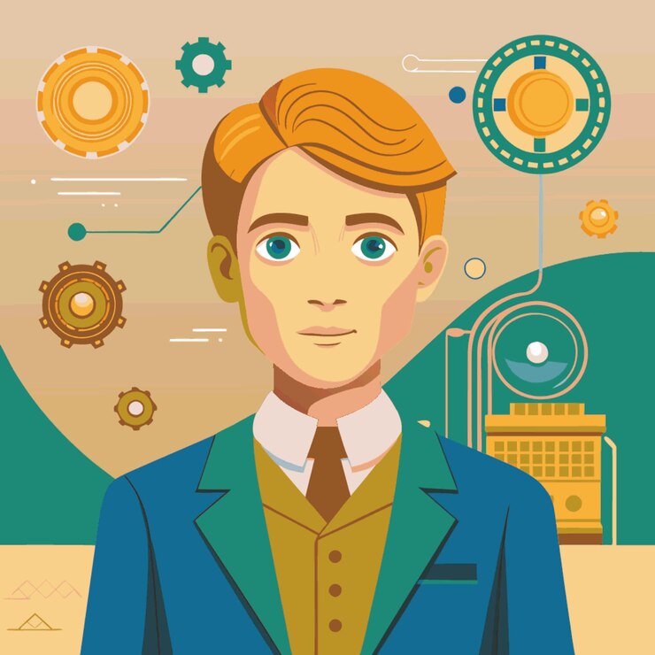 Vector ilustración vectorial de concepto tecnológico con elementos de estilo plano de diseño de inteligencia artificial