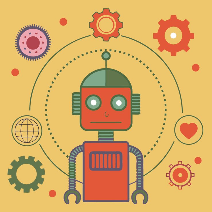 Vector ilustración vectorial de concepto tecnológico con elementos de estilo plano de diseño de inteligencia artificial