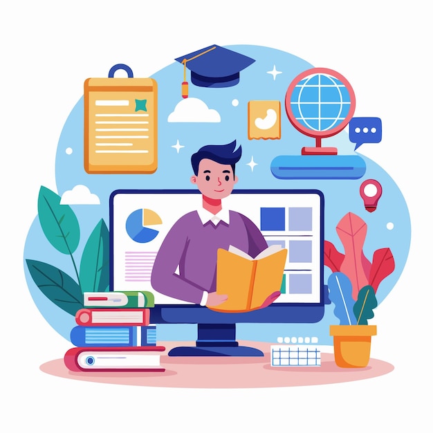 Ilustración vectorial concepto de tutoriales educativos de aprendizaje en línea