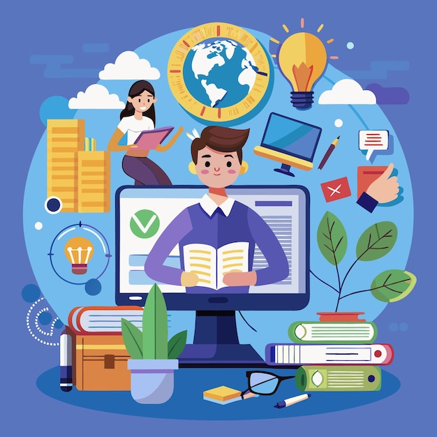 Ilustración vectorial concepto de tutoriales educativos de aprendizaje en línea