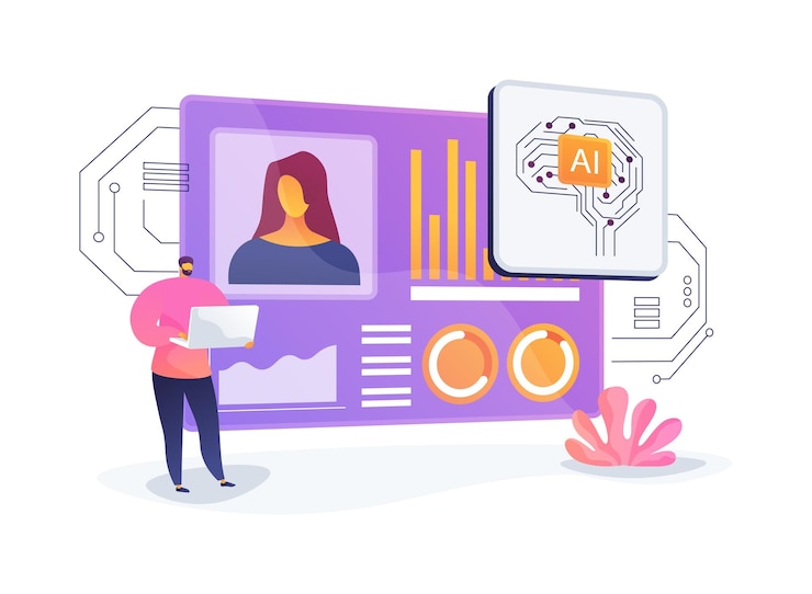 Vector ilustración vectorial de conceptos abstractos de análisis de datos de recursos humanos optimizados por ai