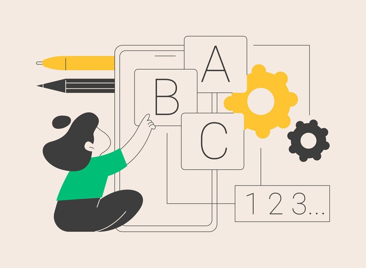 Vector ilustración vectorial de conceptos abstractos de aplicaciones de aprendizaje temprano