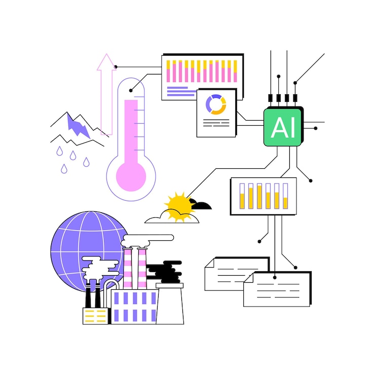 Vector ilustración vectorial de conceptos abstractos de cambio climático analizados por aia