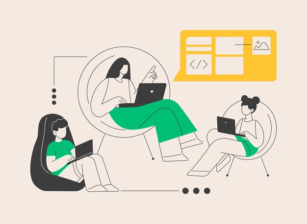 Ilustración vectorial de conceptos abstractos del campamento de programación de computadoras