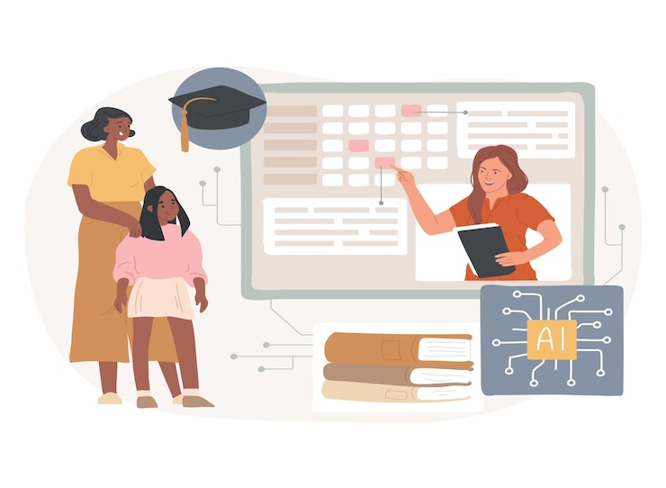 Vector ilustración vectorial de conceptos abstractos de la comunicación de los padres y maestros aienhanced