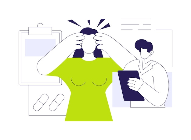 Ilustración vectorial de conceptos abstractos de dolor de cabeza y migraña