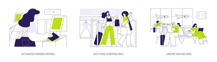 Vector ilustración vectorial de conceptos abstractos del entorno aeroportuario