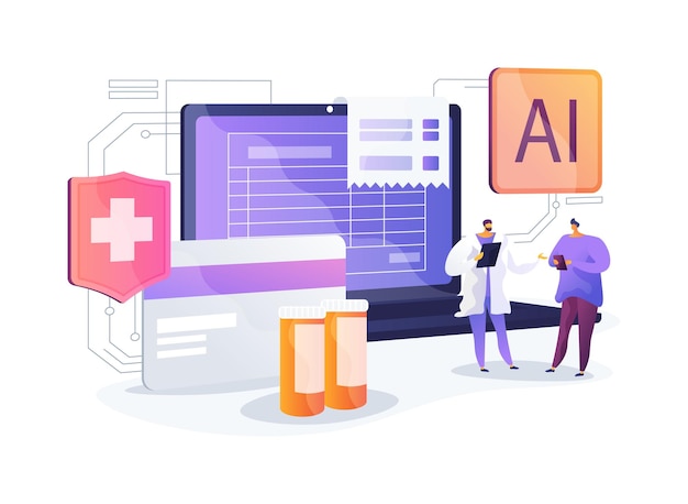 Ilustración vectorial de conceptos abstractos de facturación y codificación médica de AIStreamlined