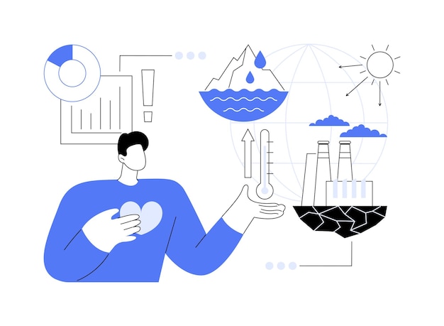 Ilustración vectorial de conceptos abstractos de glaciares que se derriten