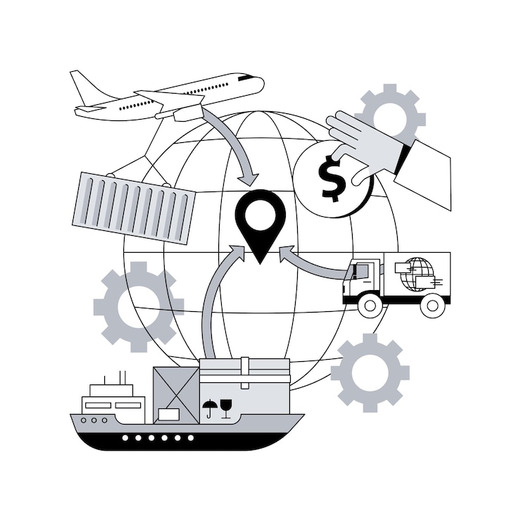 Vector ilustración vectorial de conceptos abstractos de importación de bienes y servicios