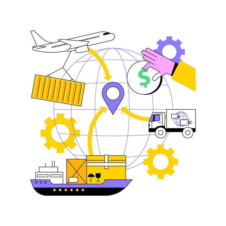 Vector ilustración vectorial de conceptos abstractos de importación de bienes y servicios