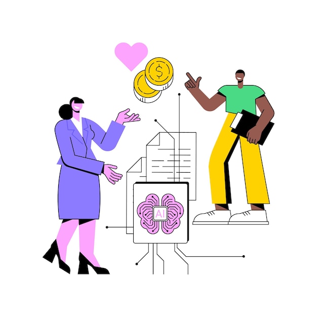 Ilustración vectorial de conceptos abstractos de informes de impacto analizados por AIA