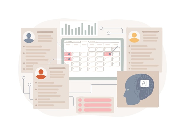 Ilustración vectorial de conceptos abstractos de programación de empleados impulsada por Aidriven recursos humanos optimizan la fuerza de trabajo
