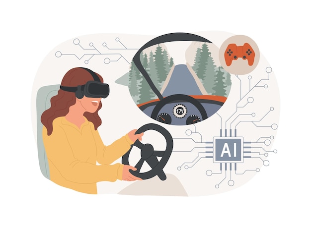Ilustración vectorial de conceptos abstractos de realidad virtual mejorada por IA