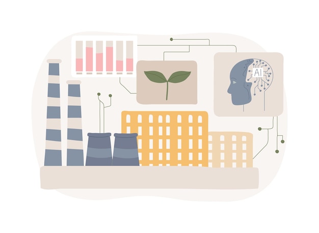 Ilustración vectorial de conceptos abstractos de sostenibilidad optimizada por AI