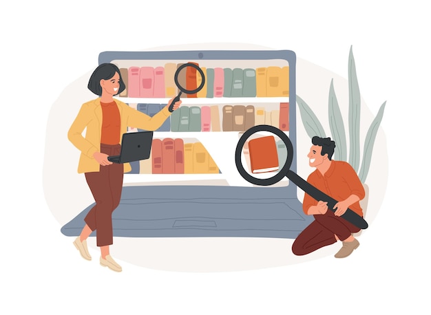 Ilustración vectorial de conceptos aislados de la biblioteca