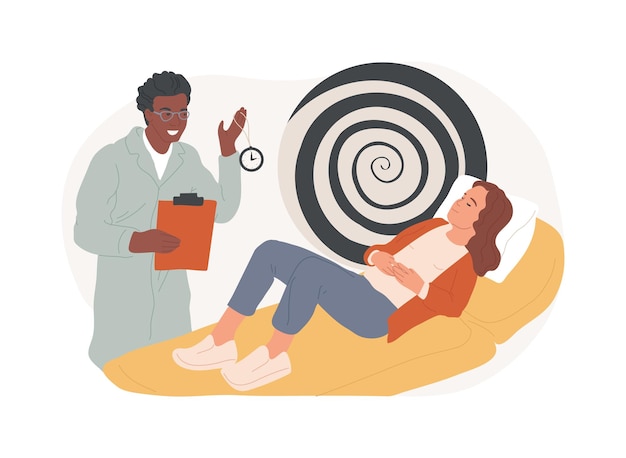 Ilustración vectorial de conceptos aislados para la práctica de la hipnosis