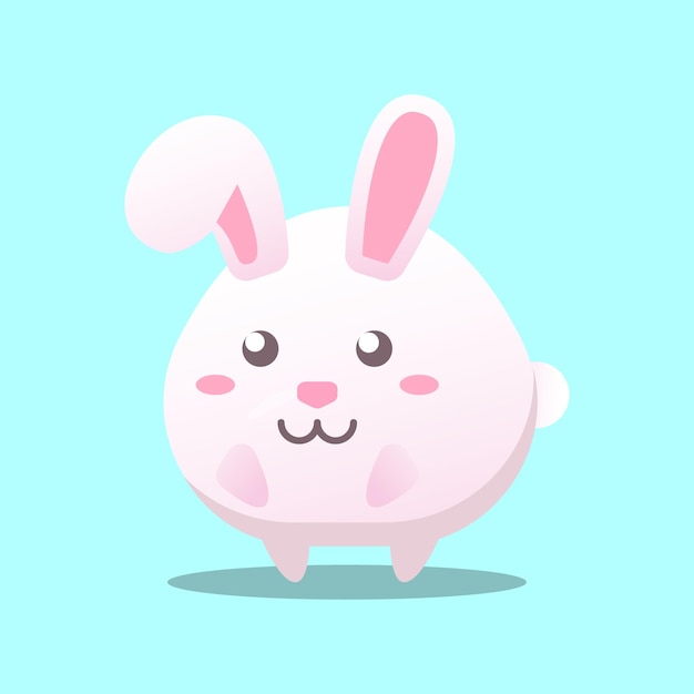 Ilustración vectorial del conejo blanco del conejo kawaii