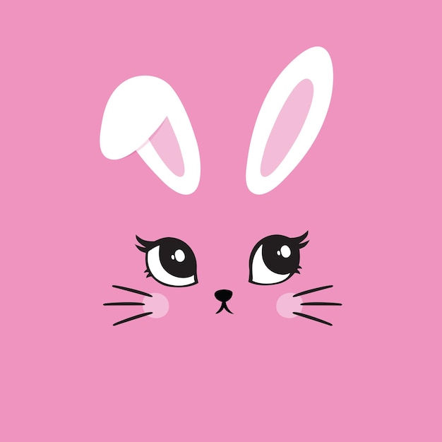 Ilustración vectorial de un conejo lindo, una liebre, un retrato de un animal lindo en colores pastel.