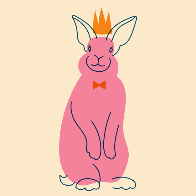 Vector ilustración vectorial de conejos en un estilo minimalista con efecto de impresión riso