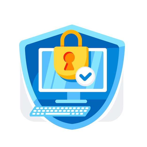 Ilustración vectorial de la conexión VPN segura en un lindo estilo de dibujos animados