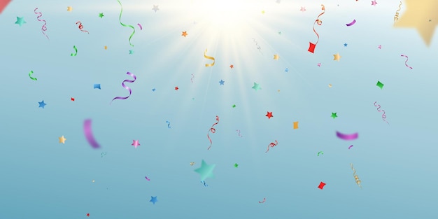 Ilustración vectorial de confeti cayendo sobre un fondo transparente