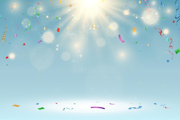 Ilustración vectorial de confeti cayendo sobre un fondo transparente