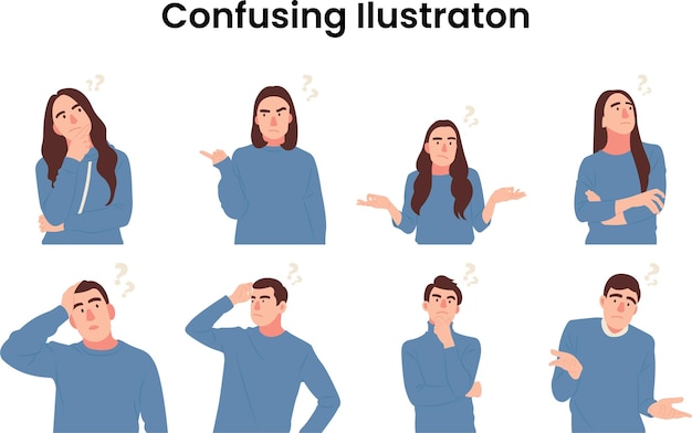 Ilustración vectorial confusa de hombre y mujer