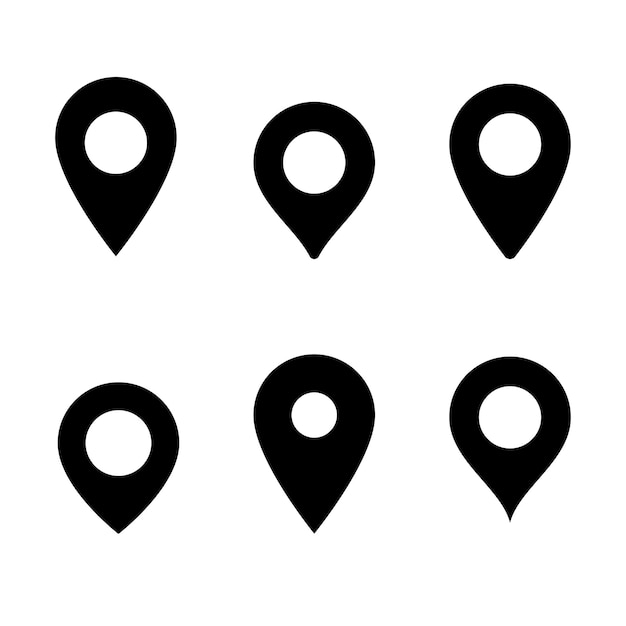 Ilustración vectorial del conjunto aislado del icono del pin de ubicación