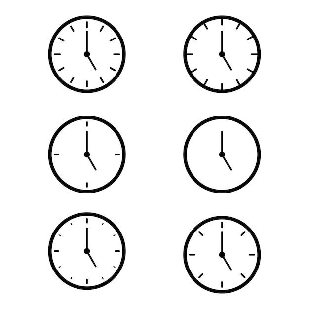 Ilustración vectorial del conjunto aislado del icono del reloj de tiempo