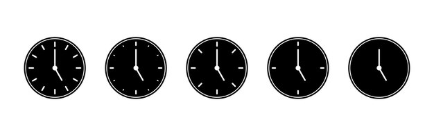 Ilustración vectorial del conjunto aislado del icono del reloj de tiempo