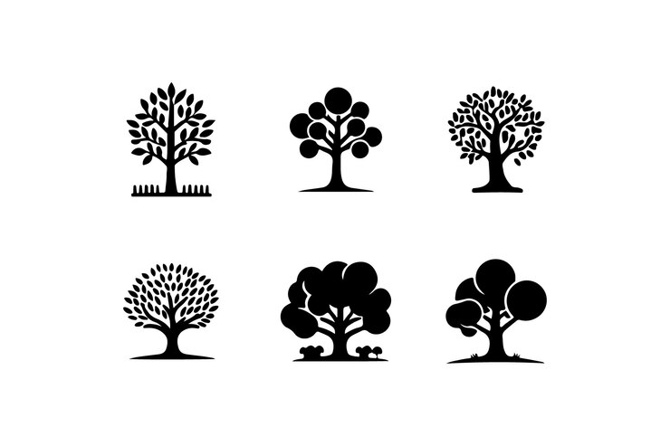 Ilustración vectorial de un conjunto de árboles