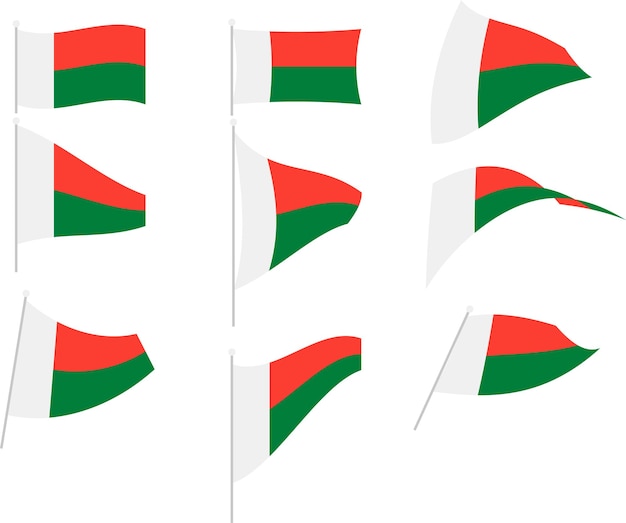 Ilustración vectorial de conjunto con bandera de madagascar