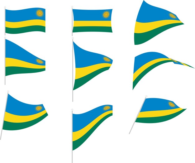 Ilustración vectorial de conjunto con bandera de Ruanda